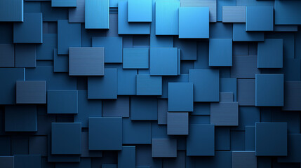 Wall Mural - blue background with geometric squares and rectangular blocks, forming an abstract pattern, represen