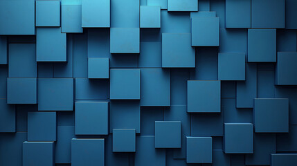 Wall Mural - blue background with geometric squares and rectangular blocks, forming an abstract pattern, represen