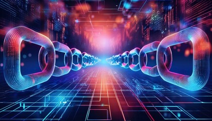 Block chain Crypto currency Blockchain concept wireframe chain with digital code
