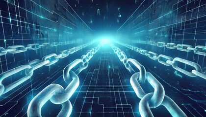Block chain Crypto currency Blockchain concept wireframe chain with digital code