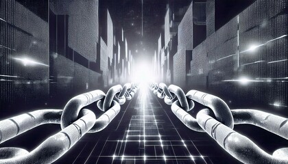 Block chain Crypto currency Blockchain concept wireframe chain with digital code
