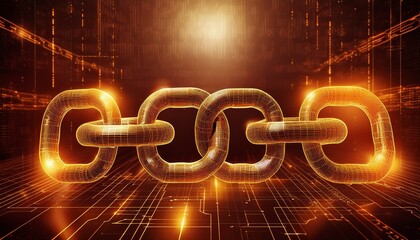Block chain Crypto currency Blockchain concept wireframe chain with digital code