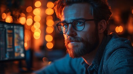 developer working on coding and software development in a modern office