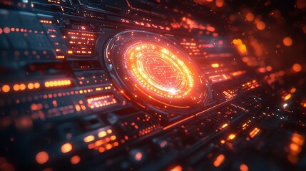 Wall Mural - vibrant glowing futuristic technology elements power cutting edge digital interface concepts images