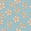 © NURUL - Seamless floral pattern, liberty ditsy print of mini pretty bouquets. Cute botanical design: small hand drawn flowers, tiny leaves in an abstract composition on a light background