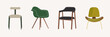 © Seiju - Chair vector illustration set: mid century modern wooden furniture