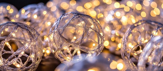 Leinwandbilder - Elegant Christmas decorations with glowing lights and soft bokeh creating a warm festive ambiance for holiday celebrations and events