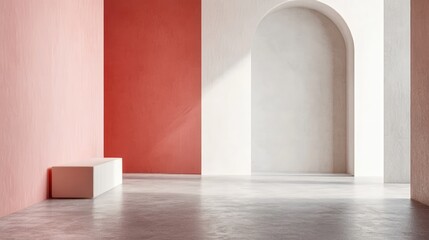 Leinwandbilder - Modern minimalist interior design with soft colors and spacious layout ideal for creative space or text placement in advertisements