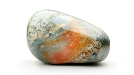 Leinwandbilder - Multicolored smooth stone on a white background showcasing natural textures and vibrant hues for decorative use or geological reference.