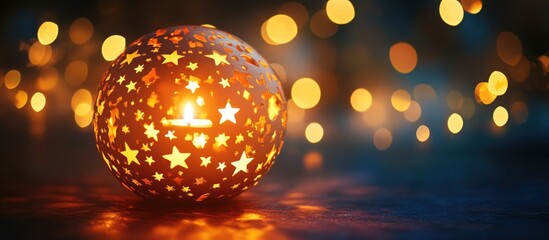 Leinwandbilder - Glowing star-shaped lantern casting warm light creating a cozy atmosphere ideal for festive decorations and New Year celebrations
