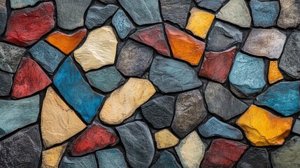 Aufkleber - Colorful Mosaic Stone Wall Texture for Background and Design Inspiration