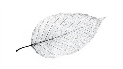 Aufkleber - delicate skeleton leaf on white background showcasing intricate natural details and textures ideal for design and botanical themes