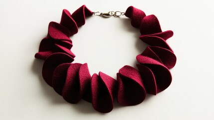 Poster - Maroon felt wool necklace showcased on a light background highlighting its unique design and texture