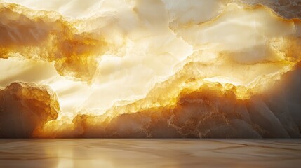 Aufkleber - Illuminated onyx backdrop with warm amber tones creating a stunning visual texture for elegant designs and presentations