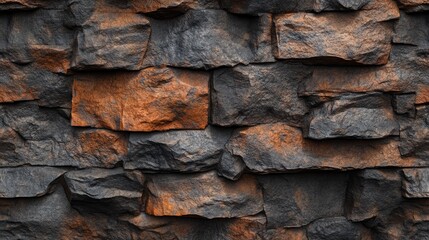 Poster - Textured natural rock wall featuring shades of brown, orange, and grey in a rugged, earthy composition suitable for design projects.