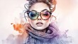 © Alex - Vibrant Winter Style: Close-Up of a Woman in Colorful Accessories with Textured Sunglasses - Perfect for Sporty Interior Posters!