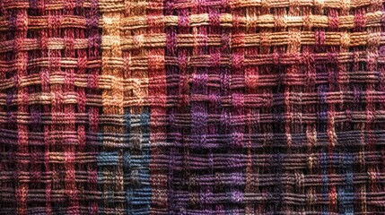 Fototapete - Woven textile texture displaying vibrant colors in intricate patterns ideal for fashion and interior design applications