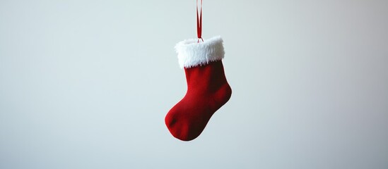 Aufkleber - Red Christmas stocking hanging against a clean white background ideal for festive decoration and holiday-themed designs