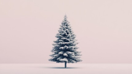 Aufkleber - Snow-Covered Christmas Tree Isolated on Soft Background for Holiday and Seasonal Themes