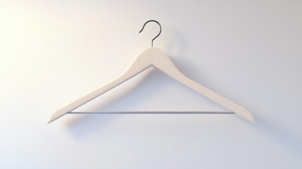 Fototapete - Minimalist wooden clothes hanger against a clean white background conveying simplicity and organization in home decor and fashion storage.