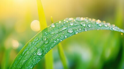 Aufkleber - Closeup of glistening green fern leaf with water droplets against a soft blurred background in natural sunlight