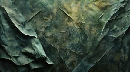 Aufkleber - Textured crumpled cloth background in faded green and earthy tones for artistic and design purposes.
