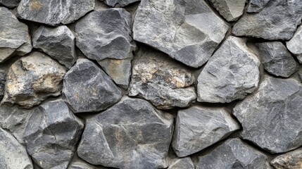 Leinwandbilder - Textured background of natural gray stone wall featuring irregularly shaped rocks creating a sturdy and rustic appearance for various designs.