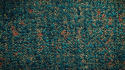 Poster - Textured fabric background with a colorful woven pattern showcasing intricate details in teal and orange hues for design use
