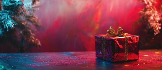 Aufkleber - Festive Christmas present atop a colorful background with ample space for personalized messaging or branding opportunities