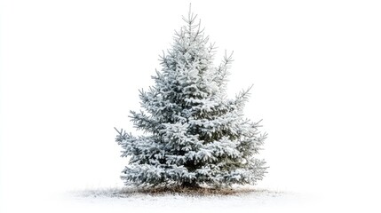 Aufkleber - Snow-Covered Christmas Tree Isolated on White Background for Holiday and Winter Seasonal Themes