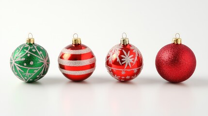Aufkleber - Colorful Christmas ornaments and decorations arranged on a white background for festive holiday cards and seasonal designs