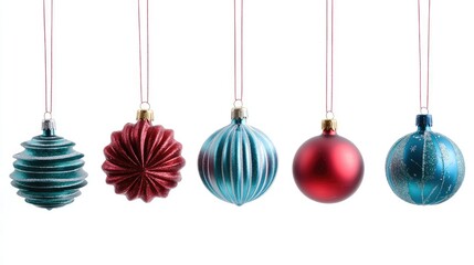 Aufkleber - Colorful Christmas ornaments isolated on white background showcasing festive holiday decorations for tree embellishments and celebrations
