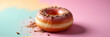 © fotoluigi868 - A dirty donut sits atop a colorful pastel background, inviting to be eaten despite its appearance._00001_