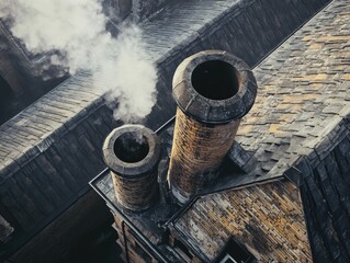 Wall Mural - Brick building with smoke stacks