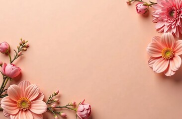 Wall Mural - Floral background image in new color of the year 2025 Mocha Mousse. With copy space.