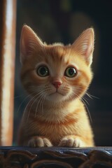 Poster - Small orange kitten on chair