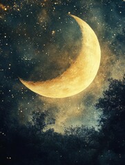 Wall Mural - Moon shines brightly at night