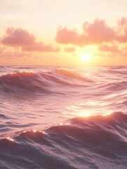 Wall Mural - Sunset over ocean waves