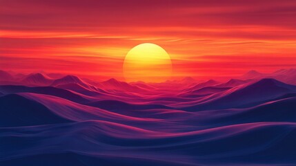 Wall Mural - Sunset over mountain range