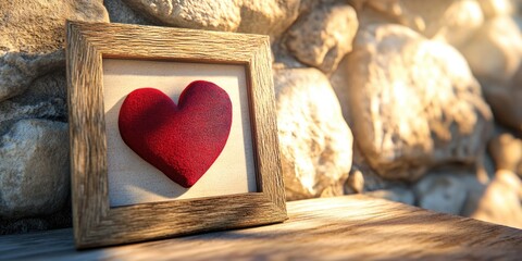 Wall Mural - Picture frame with red heart
