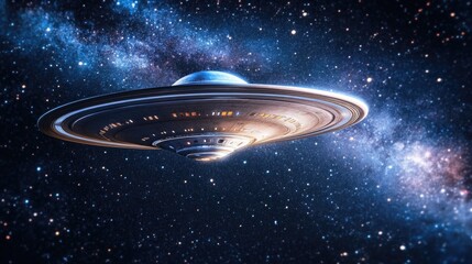 Wall Mural - Spacecraft traversing star-filled galaxy