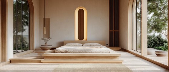 Canvas Print - Serene Minimalist Bedroom Design With Natural Light