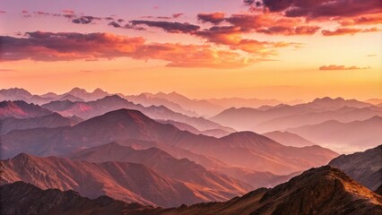 Wall Mural - warm sunlight illuminates majestic mountain ranges at sunset, creating a breathtaking view of nature
