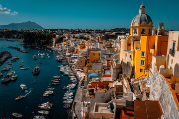 Canvas Print - View of the Island of Procida in the vicinity of Naples, Italy. Napoli, Italia.