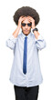 © Krakenimages.com - Young african american business man with afro hair wearing sunglasses suffering from headache desperate and stressed because pain and migraine. Hands on head.