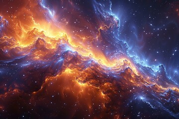 Wall Mural - a colorful galaxy with orange and blue clouds