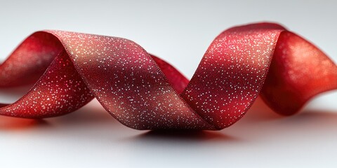 Canvas Print - A close-up shot of a red ribbon lying on a white surface