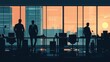 © vetrana - Vibrant color silhouettes of diverse businessmen collaborating in a contemporary office setting