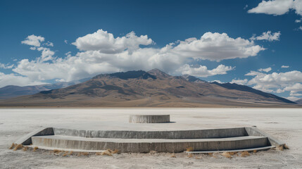 Poster - Podium with a Bolivian design and a salt flat