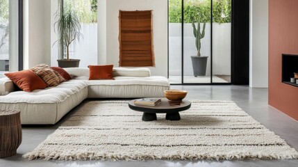 Canvas Print - Modern Living Room With Sectional Sofa And Area Rug